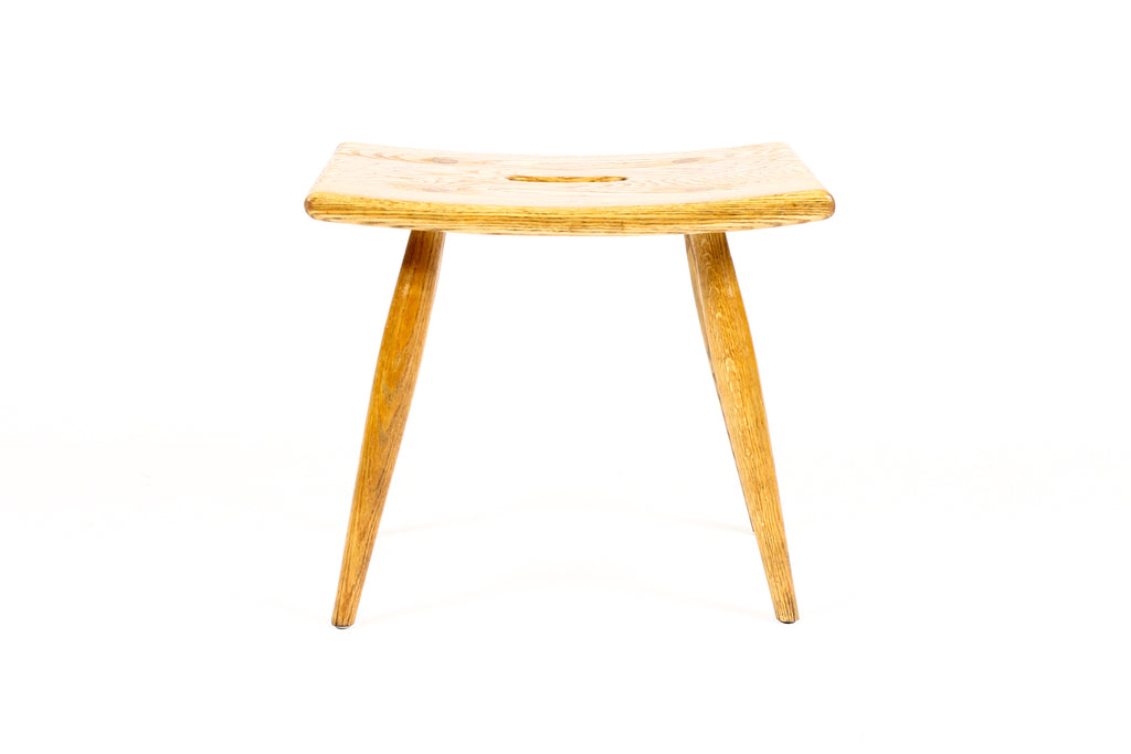 #2197 — Danish Modern Mid Century Vintage White Oak Milking Stool — British Oak