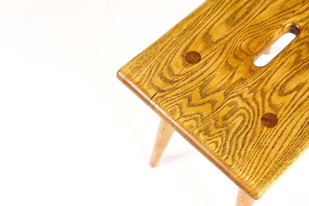 #2197 — Danish Modern Mid Century Vintage White Oak Milking Stool — British Oak