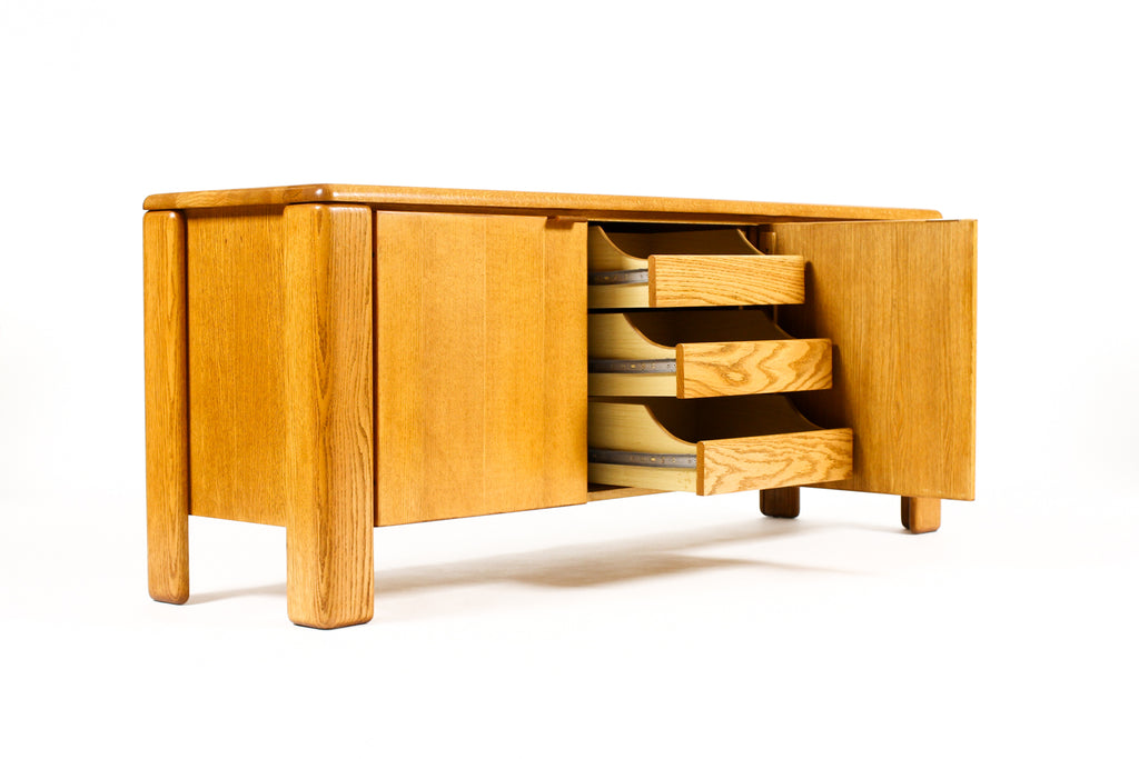 #2208 — Vintage Mid Century 70’s Chunky White Oak Credenza / Sideboard — Glenn of California