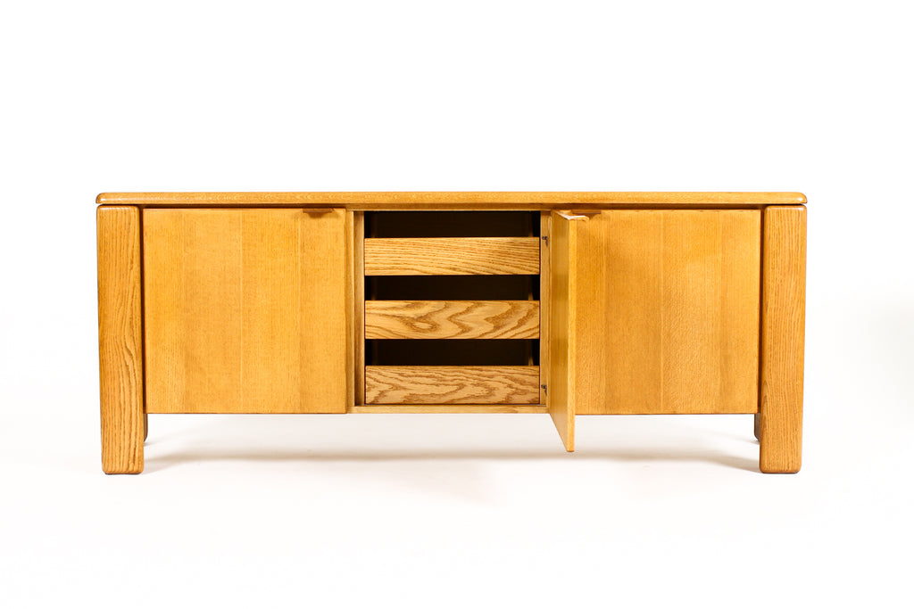 #2208 — Vintage Mid Century 70’s Chunky White Oak Credenza / Sideboard — Glenn of California