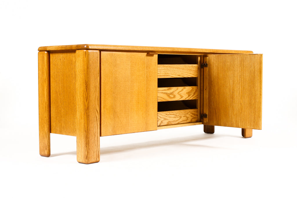 #2208 — Vintage Mid Century 70’s Chunky White Oak Credenza / Sideboard — Glenn of California