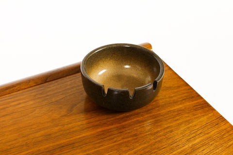 #2112 — Vintage Mid Century Heath Ceramics Ashtray / Bowl — 3 Notch — Speckled Brown Glaze