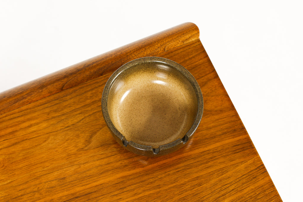 #2112 — Vintage Mid Century Heath Ceramics Ashtray / Bowl — 3 Notch — Speckled Brown Glaze
