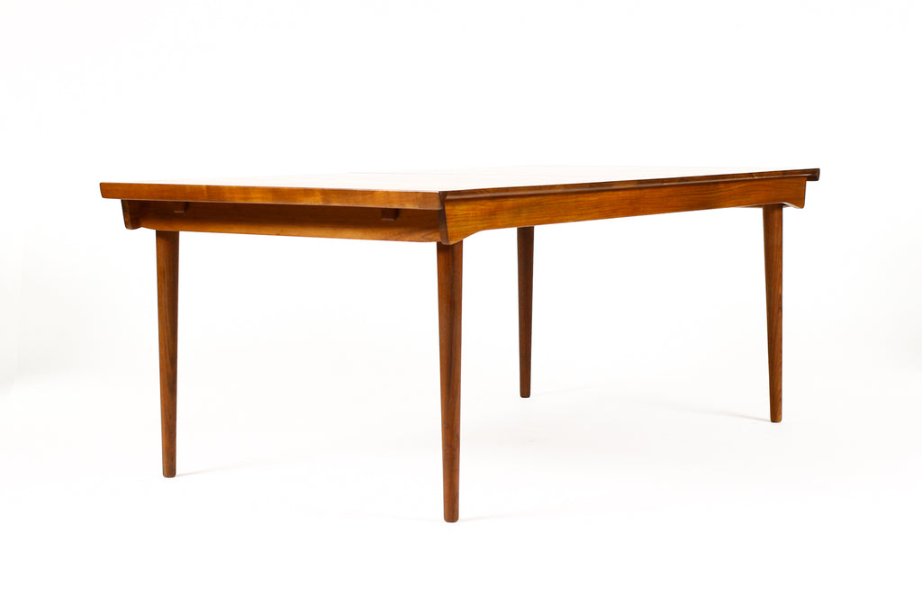 #2082 — Danish Modern / Mid Century Teak Dining Table — Finn Juhl FD-540 for France + Son — Two Leaves