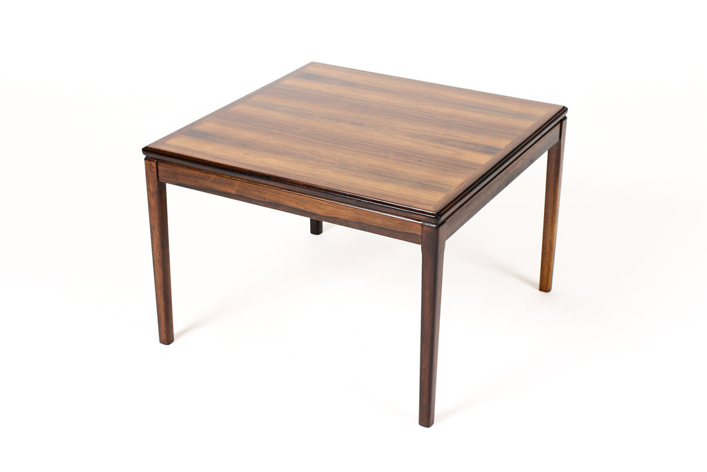 #1979 — Danish Modern / Mid Century Large Square Rosewood Coffee / Side table — Figural Grain