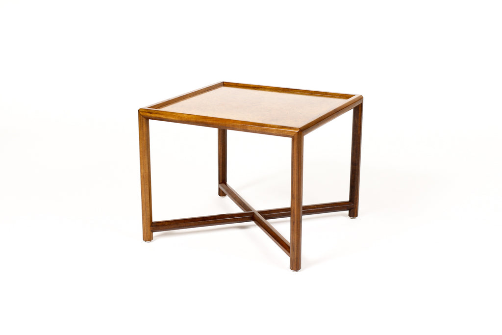 #1980 — Danish Modern / Mid Century Square Walnut Janus Side Table — Edward Wormley for Dunbar