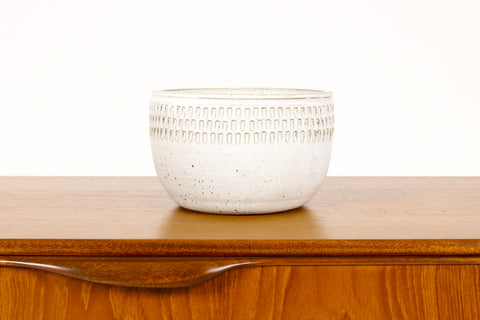 #1497 —Ceramic Stoneware Planter —Small Facet pattern —White Glaze — P65