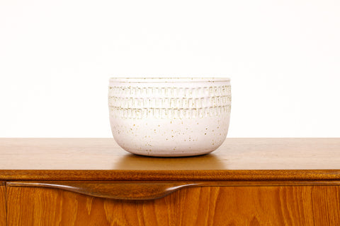 #1500 —Ceramic Stoneware Planter —Large Facet pattern —White Glaze — P68