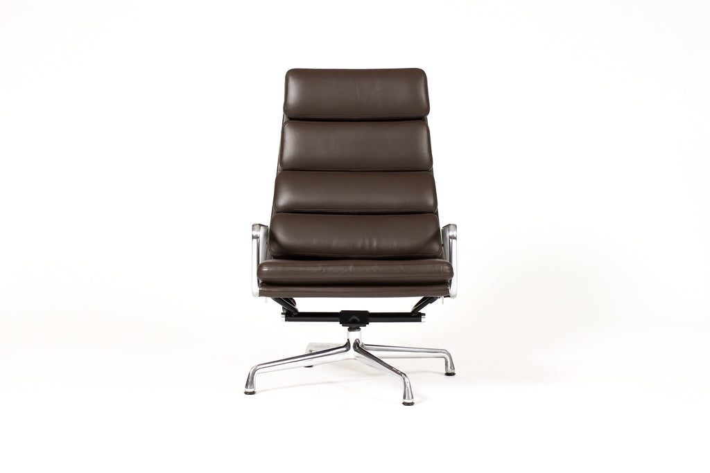 #2005 — Vintage Mid Century Herman Miller High Back Soft Pad Lounge Chair — Charles Eames — Brown Leather