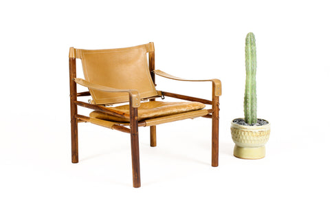 Danish Modern / Mid Century Rosewood Sirocco Lounge Chair – Arne Norell — Tan Leather Sling