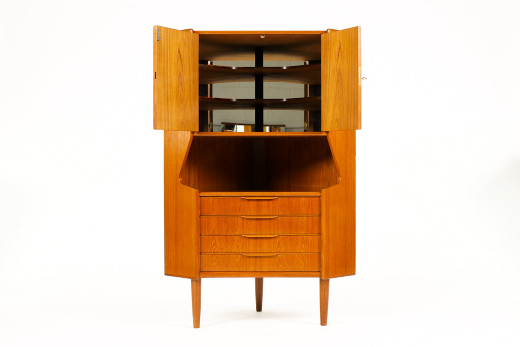#2140 — Danish Modern / Mid Century Teak Corner Bar Cabinet — Johannes ...