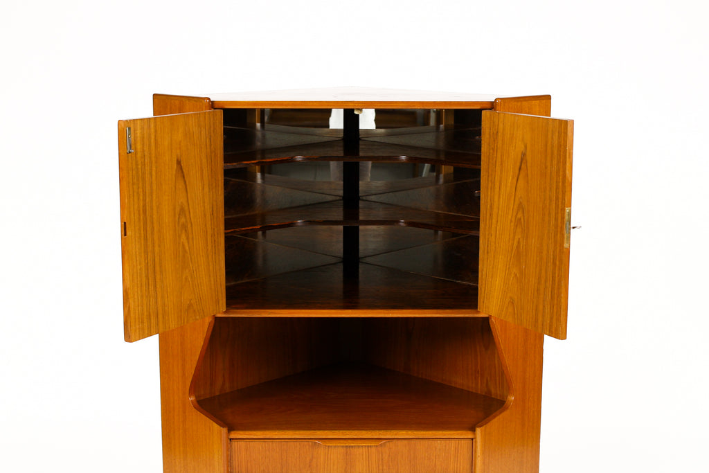#2140 — Danish Modern / Mid Century Teak Corner Bar Cabinet — Johannes ...