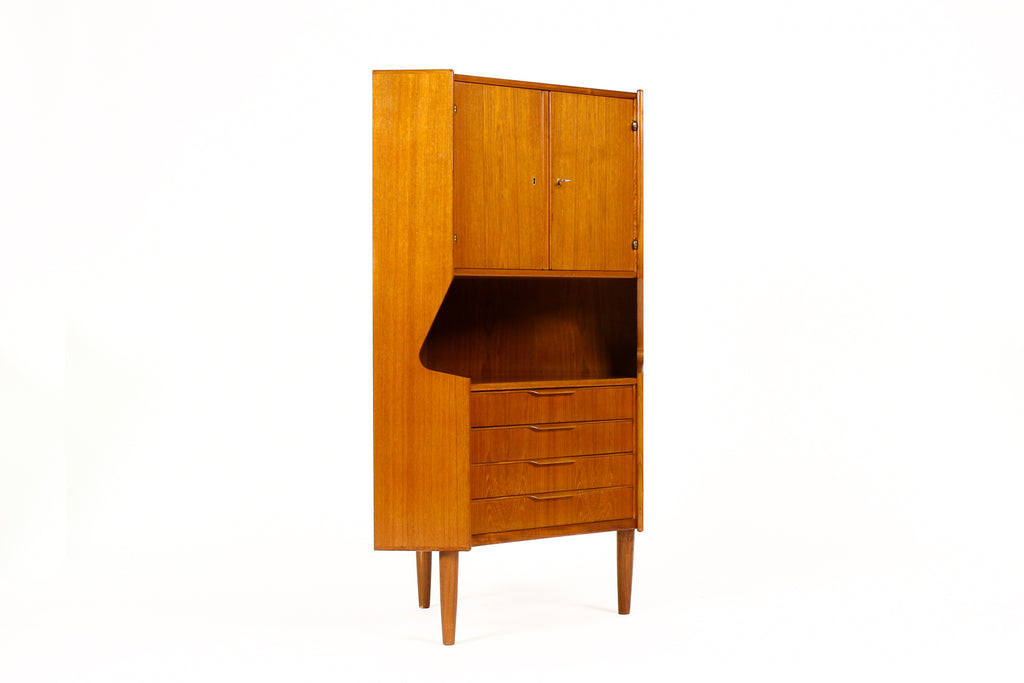 #2140 — Danish Modern / Mid Century Teak Corner Bar Cabinet — Johannes ...