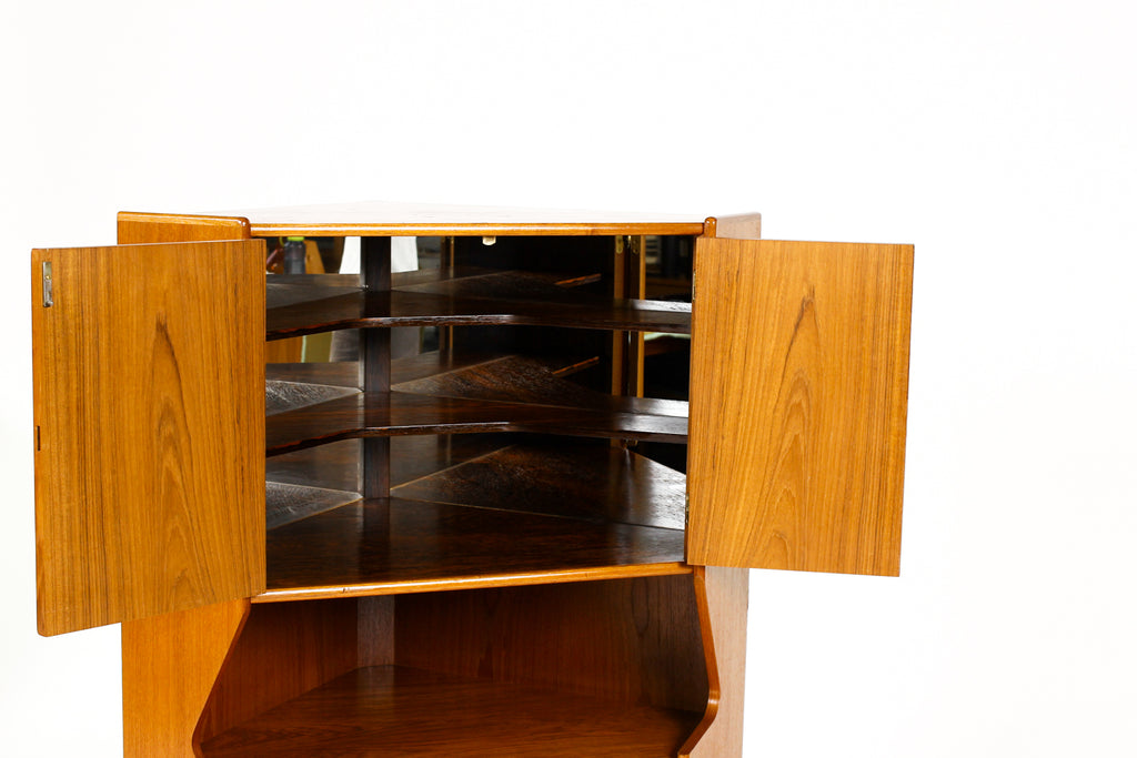 #2140 — Danish Modern / Mid Century Teak Corner Bar Cabinet — Johannes ...
