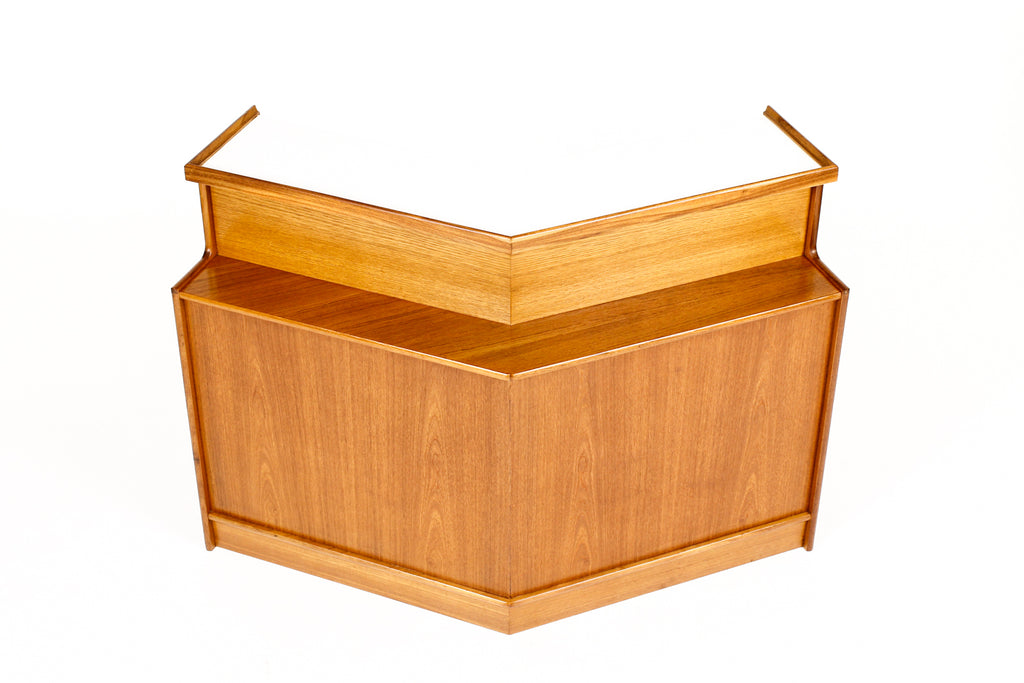 #2141 — Danish Modern / Mid Century Teak Angular Dry Bar with Display Cabinet — Turnidge