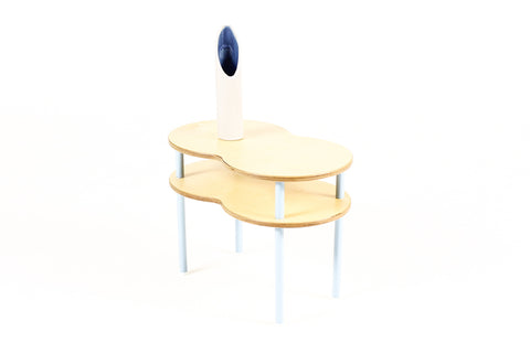 Modernist / Minimalist Plywood + Tubular Steel Bubble Side Table — High Shelf — Tier Collection