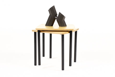 Modernist / Minimalist Plywood + Tubular Steel Square Stacking Side Table — Tier Collection