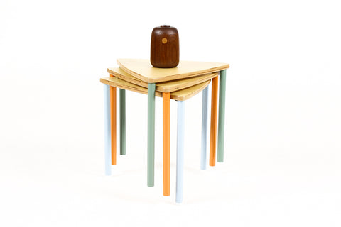 Modernist / Minimalist Plywood + Tubular Steel Triangular Stacking Side Table&nbsp; — Tier Collection