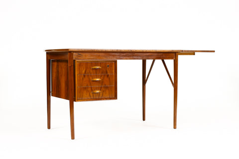 Danish Modern / Mid Century Walnut Drop Leaf Writing Desk — Erik Buch for O.D. Møbler