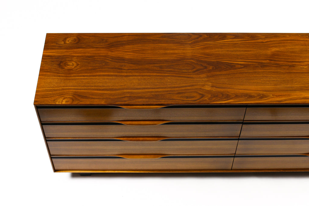 #2074 — Mid Century Vintage Large Walnut Dresser — John Kapel for Glenn of California — 8 Drawers