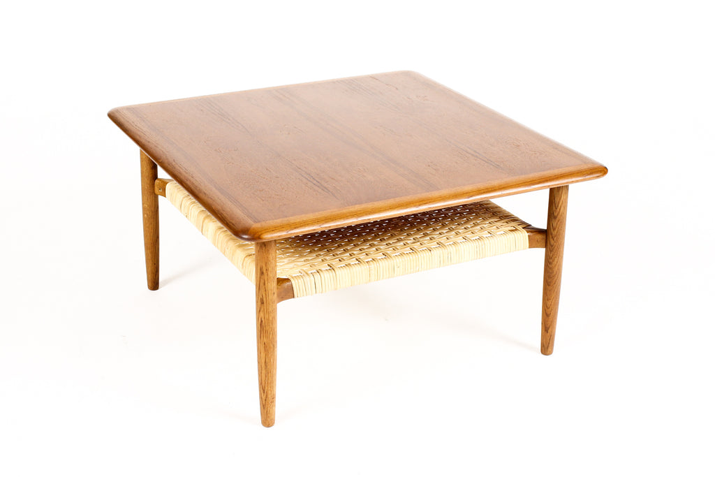 #2175 — Danish Modern / Mid Century Square Coffee Table — Kurt Østervig for Jason Mobler— Cane Shelf