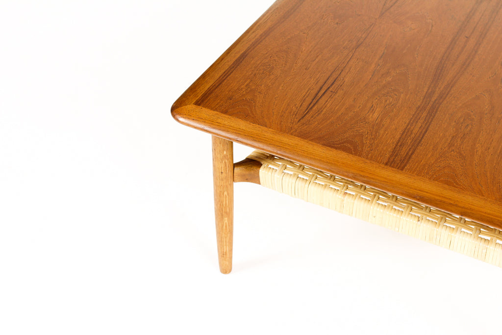 #2175 — Danish Modern / Mid Century Square Coffee Table — Kurt Østervig for Jason Mobler— Cane Shelf