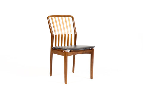 Danish Modern / Mid Century Mahogany Dining Chair — Svend Madsen for Moreddi — Black vinyl