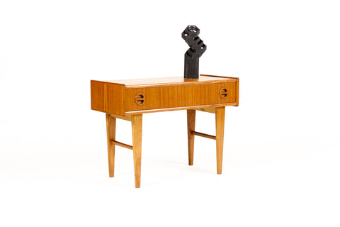 #2145 — Danish Modern / Mid Century Teak Low Entry Table / Console — Single Drawer