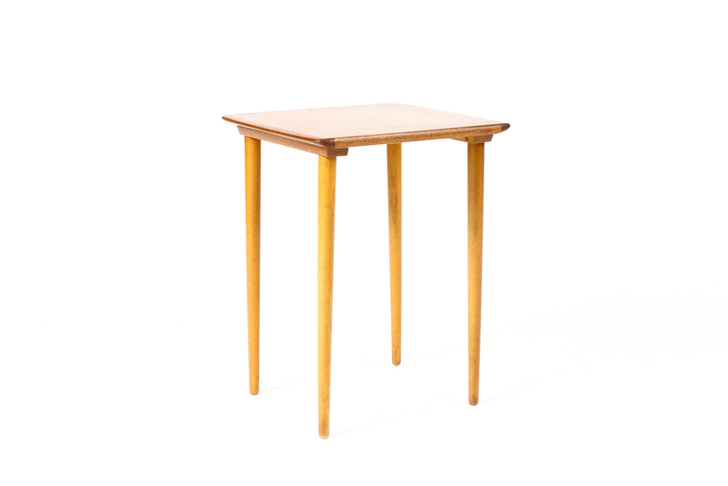 #2230 — Danish Modern Mid Century Teak Square Side Table / Plant Stand