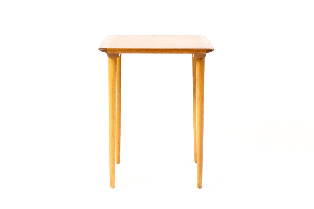 #2230 — Danish Modern Mid Century Teak Square Side Table / Plant Stand