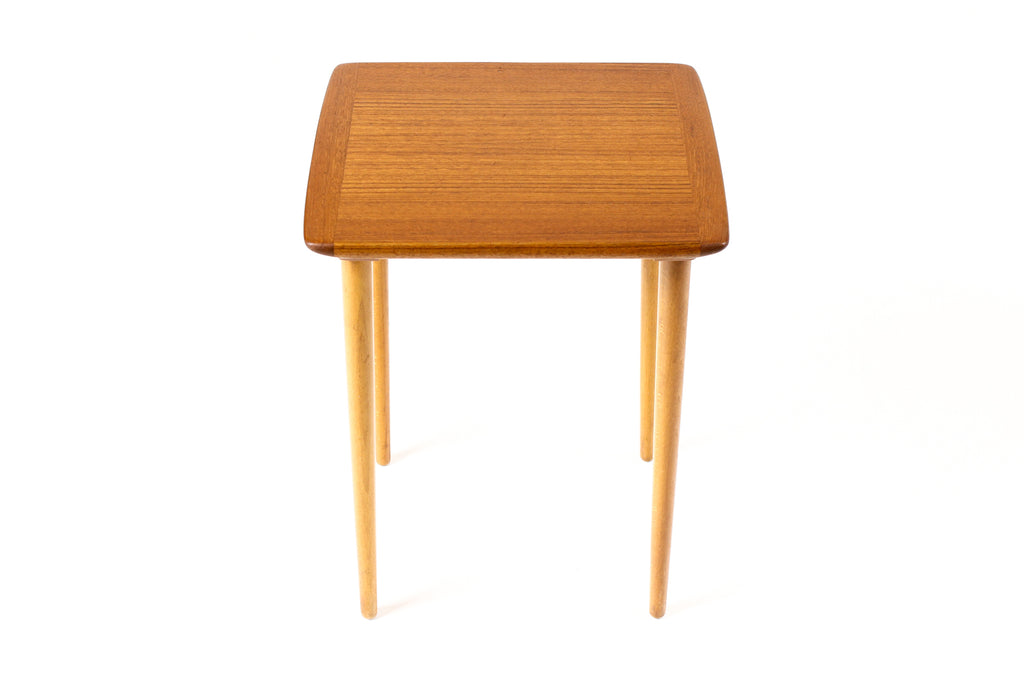 #2230 — Danish Modern Mid Century Teak Square Side Table / Plant Stand