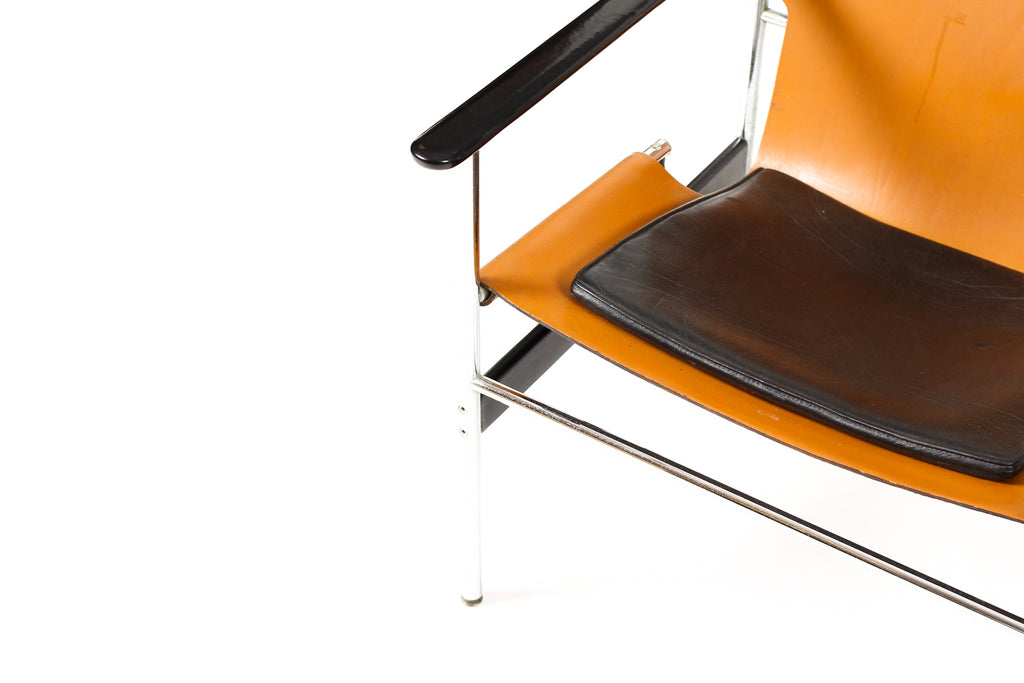 #2261 — Vintage Mid Century 657 Sling Lounge Chair — Charles Pollock for Knoll International — Chrome + Leather