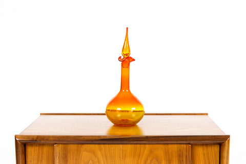 #2114 — Vintage Mid Century Blenko Art Glass Decanter / Bottle Model #37 — Tangerine