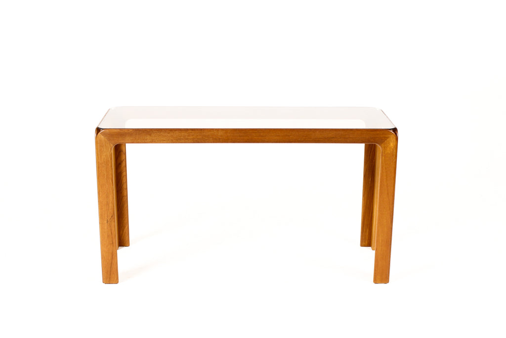 #2238 — Danish Modern / Mid Century 70’s Teak + Smoked Glass Console / Entry Table