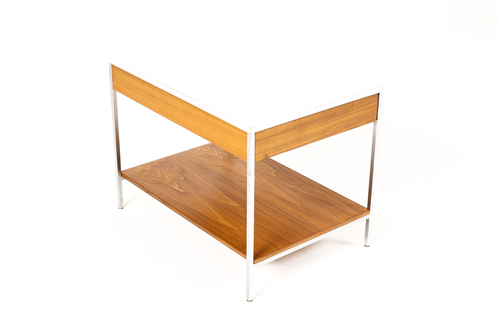 #2232 — Vintage Mid Century Walnut + Steel Nightstand — George Nelson for Herman Miller