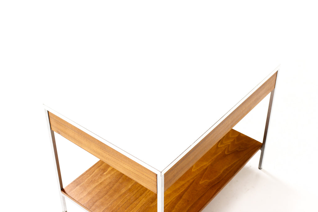 #2232 — Vintage Mid Century Walnut + Steel Nightstand — George Nelson for Herman Miller