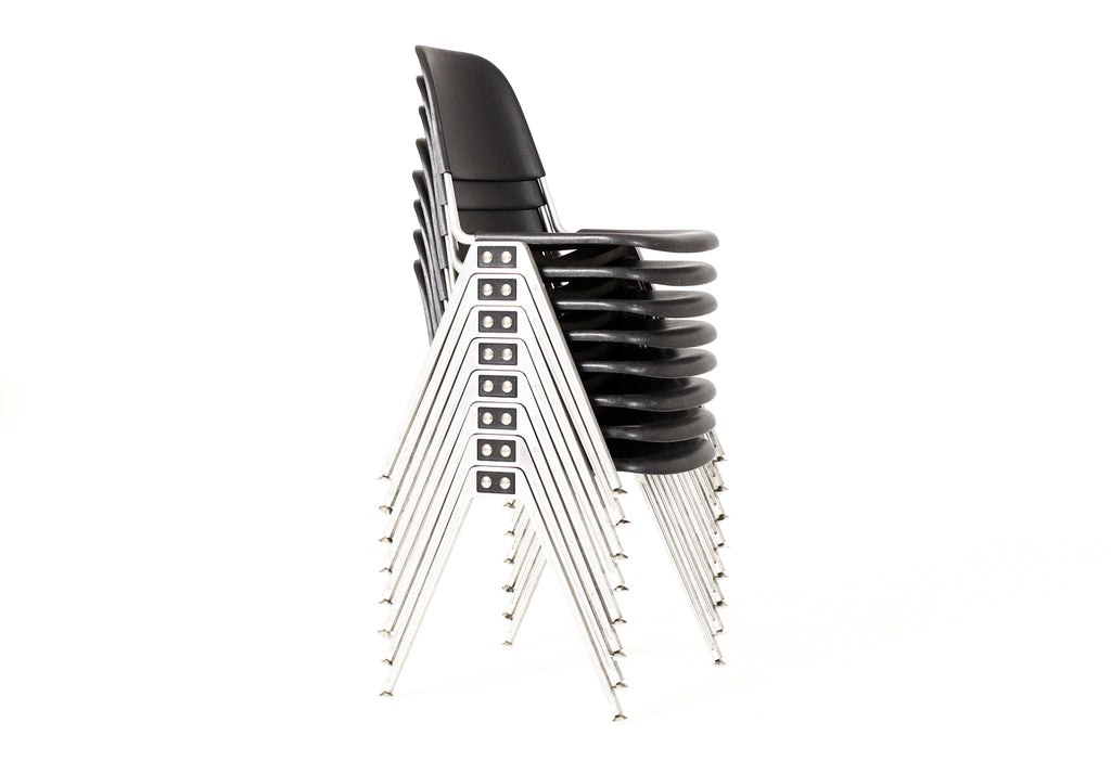 #2257 — Vintage Mid Century Model #1601 Stacking Dining Chairs — Don Albinson for Knoll International — Set of Eight