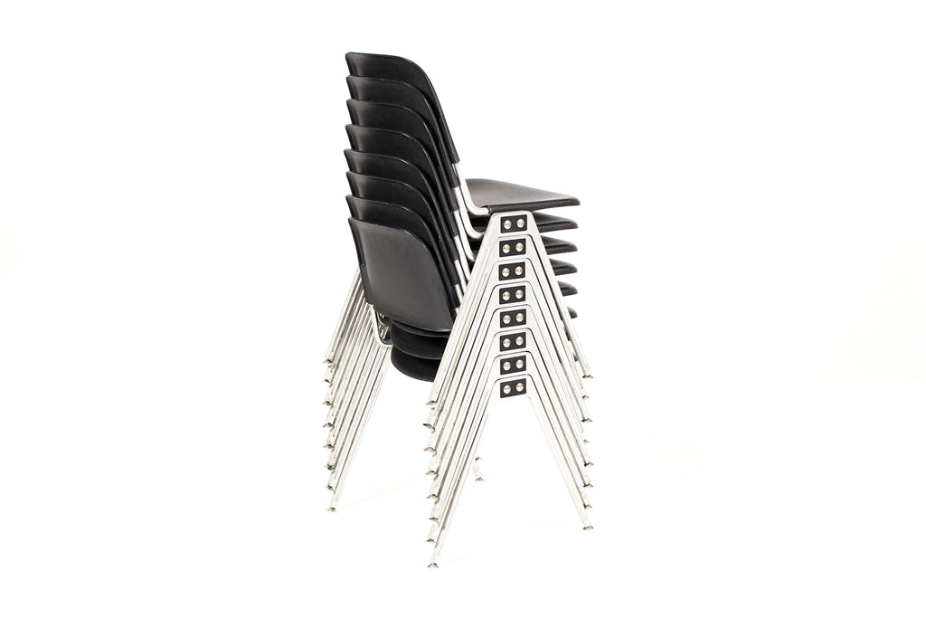 #2257 — Vintage Mid Century Model #1601 Stacking Dining Chairs — Don Albinson for Knoll International — Set of Eight