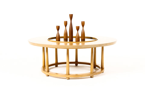 #2235 — Vintage Mid Century Round Lazy Susan Coffee Table — T.H. Robsjohn Gibbings for Widdicomb