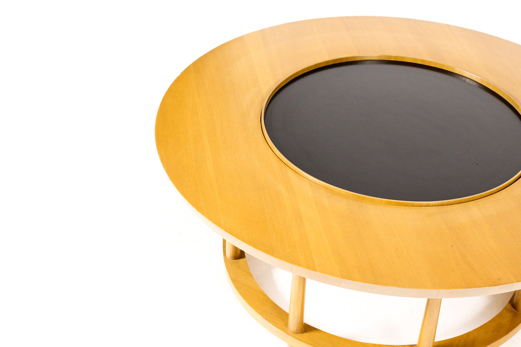 #2235 — Vintage Mid Century Round Lazy Susan Coffee Table — T.H. Robsjohn Gibbings for Widdicomb
