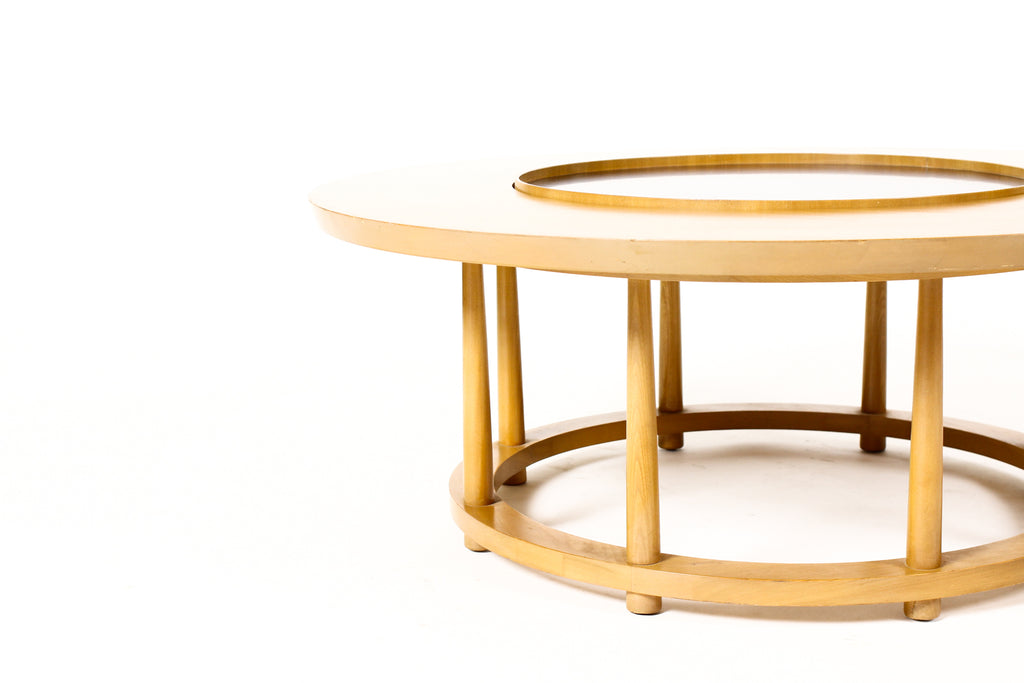 #2235 — Vintage Mid Century Round Lazy Susan Coffee Table — T.H. Robsjohn Gibbings for Widdicomb