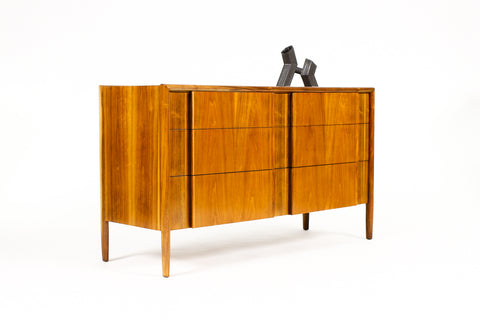 #2147 — Danish Modern / Mid Century Walnut Low Dresser — Barney Flagg for Drexel Parallel — 6 Drawers