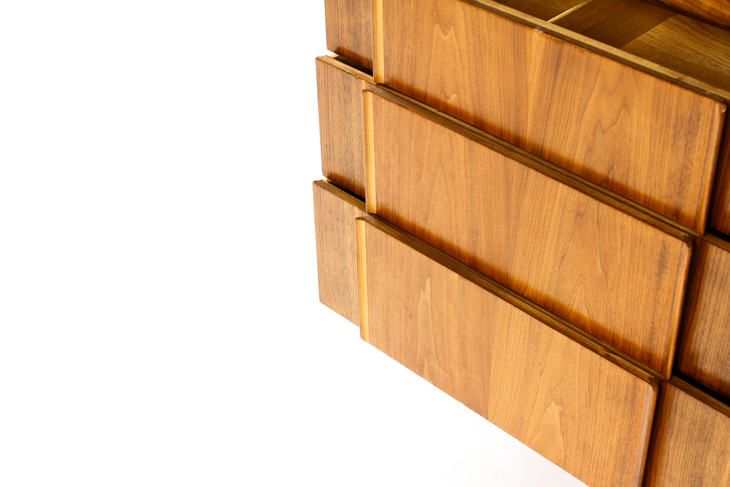 #2147 — Danish Modern / Mid Century Walnut Low Dresser — Barney Flagg for Drexel Parallel — 6 Drawers