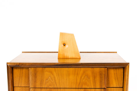 #2116 — Modernist Geometric Angular Carved Wooden Tabletop Sculpture — Fir