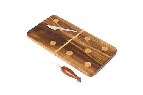 #2120 - Oversized Modernist Domino Serving / Cheese Board — Walnut + White Oak — 5 / 2