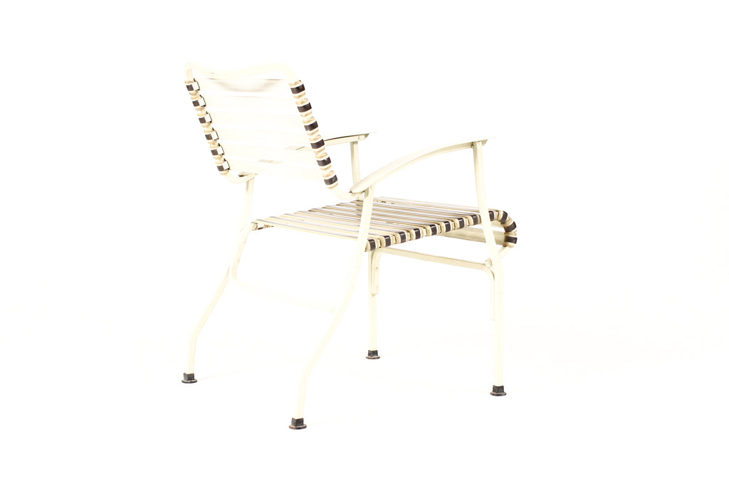 #2246 — Vintage Mid Century 70’s Patio Armchairs - Original Vinyl Straps — Mallin — Pair