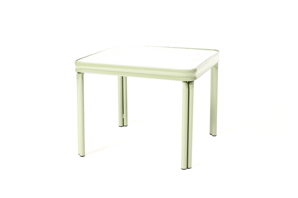 #2228 — Vintage Mid Century Brown Jordan Square Patio Side Table — Olive Green powder coat