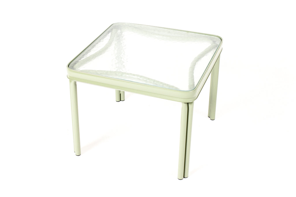 #2228 — Vintage Mid Century Brown Jordan Square Patio Side Table — Olive Green powder coat