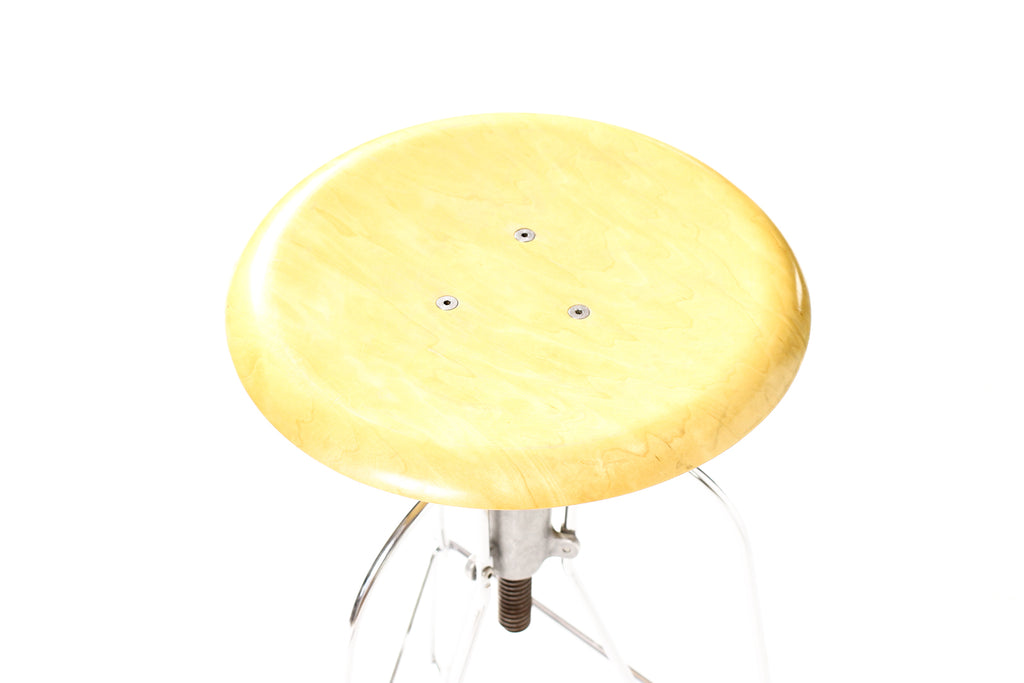 #2244  — Vintage Post Modern Chrome + Maple Model 6 Barstool — Jeff Covey for Herman Miller