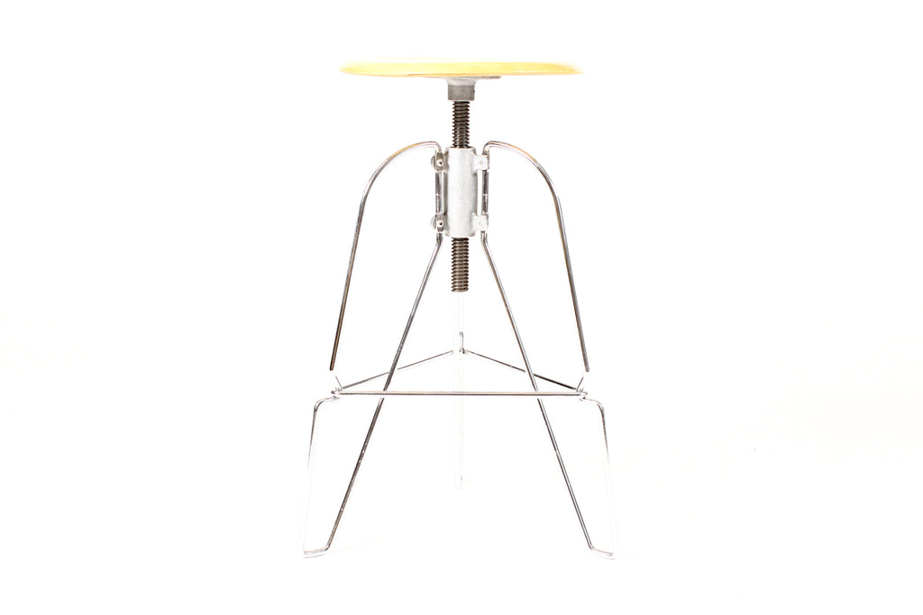 #2244  — Vintage Post Modern Chrome + Maple Model 6 Barstool — Jeff Covey for Herman Miller